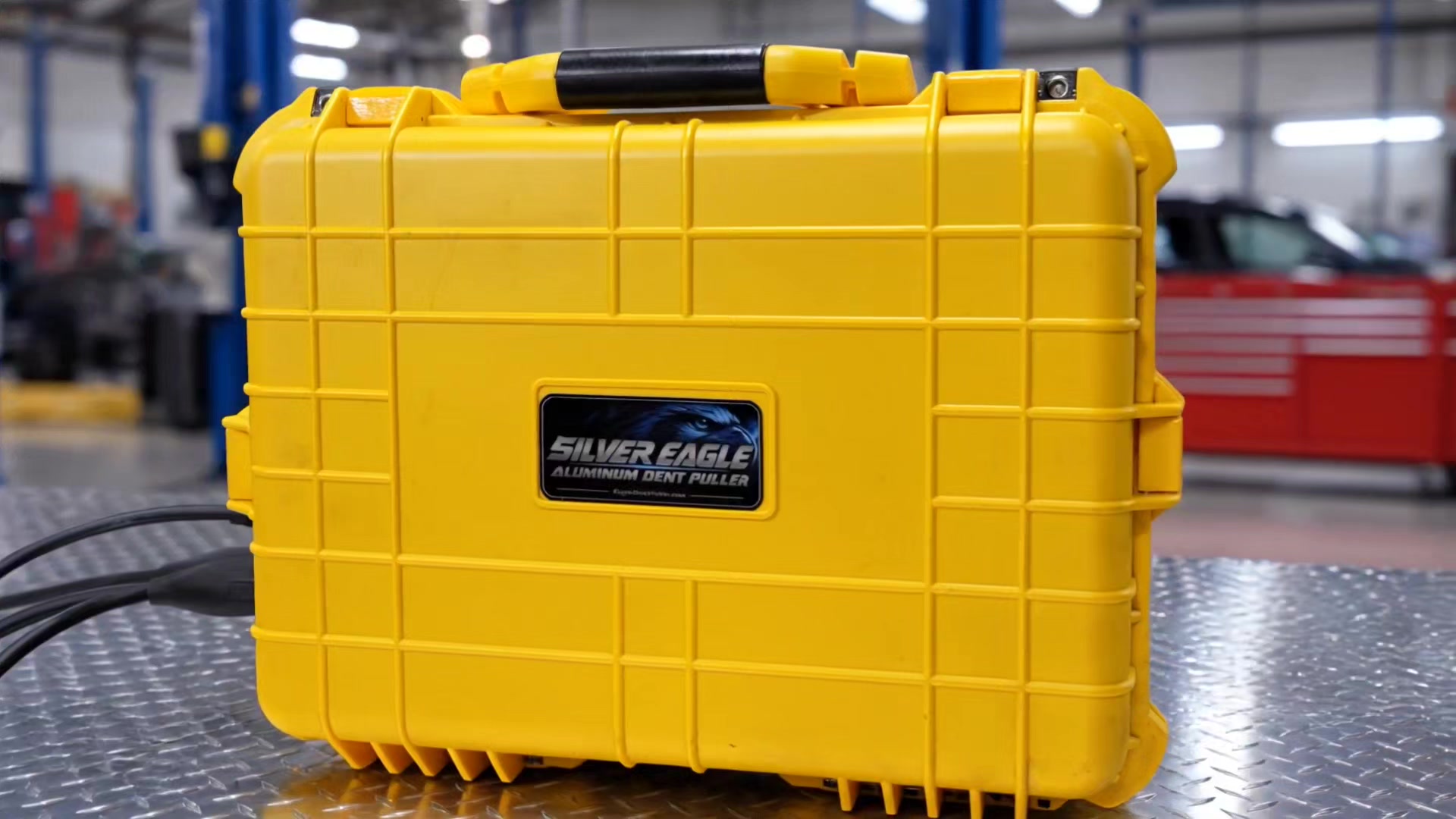 Silver Eagle Aluminum Dent Puller in its yellow hard case